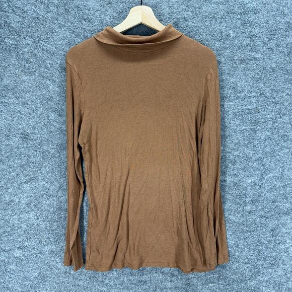 A New Day Sweater Pullover Women 2XL Brown Knit Long Sleeve Turtleneck Cotton - Picture 3 of 8